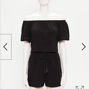 LOFT Off Shoulder Black Short Sleeved Romper